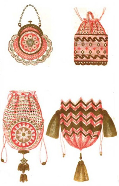 Stunning French crochet bag patterns from 1855.
