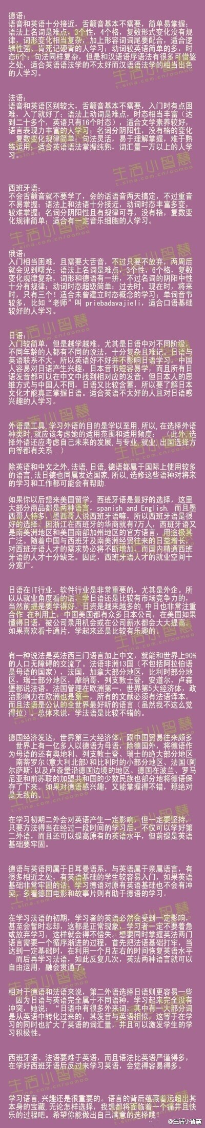 【如何选择第二外语】 语种圈里有句行话：三分钟韩语，三小时英语，三天的法语，三个月的日语，三年的德语，三百年的阿拉伯语。到底如何选择第二外语呢？#小知识#