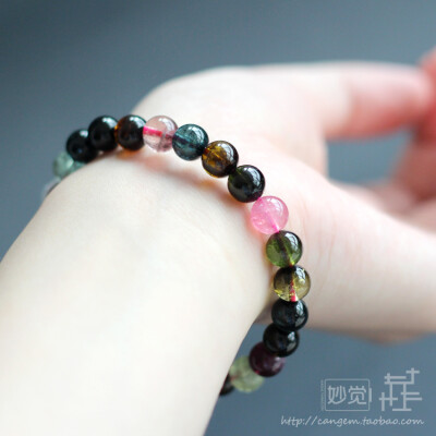 特！{藏漾}纯天然巴西碧玺手链天然水晶含稀罕蓝色高等级单品