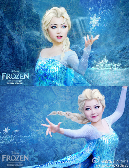 古怪子Victoria：#冰雪奇缘# #Elsa# #COS# 预告海报向2P Frozen Elsa 艾莎 CN：古怪子 摄影@晏小山Leslie @逍遥霍恩海姆 后期：古怪子 服装：古怪子 还要特别感谢来帮忙的妈妈！ 12月上映就有想法的片子 筹备至今 总算和小伙伴们团聚圆满了！ 谢谢零下的天气和我一起努力的机智的你们！正片将为电影场景还原向~