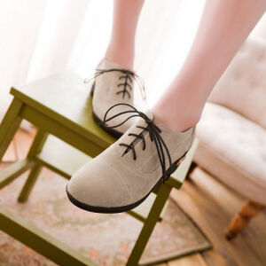 复古坡跟休闲皮鞋子