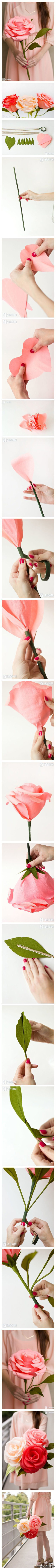 教你手工制作巨型纸玫瑰，很漂亮，很不错哦~[不做懒女人@热手工 ]