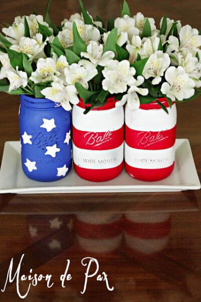 American Flag Mason Jars