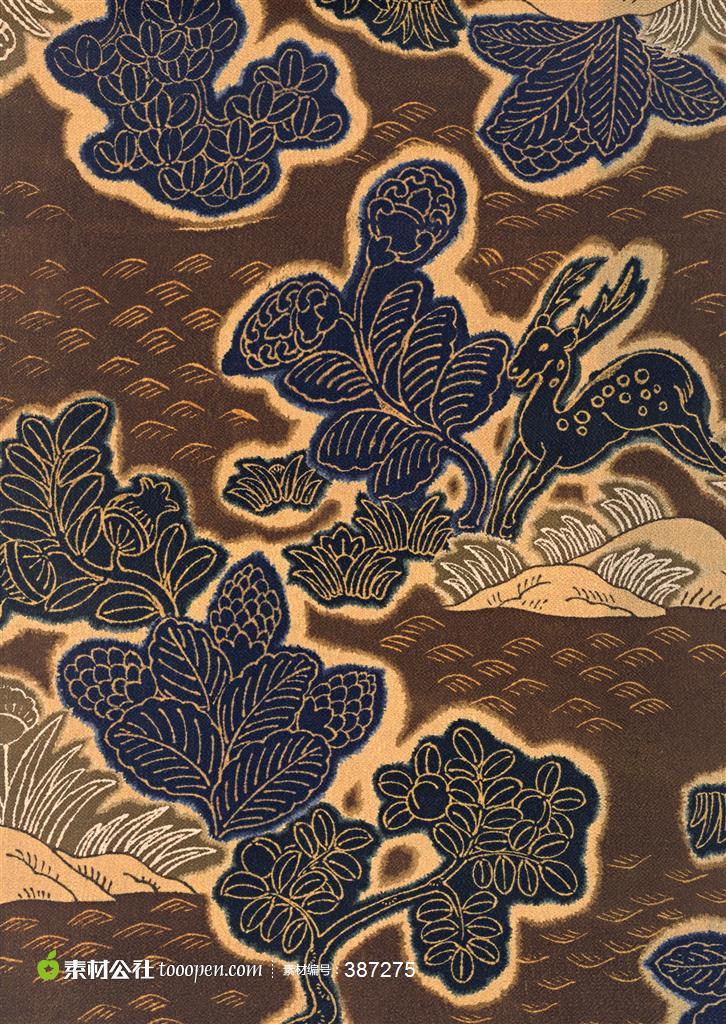 日式花纹鹿纹图案布纹图片素材下载现在加入素材公社即可参与传素材送