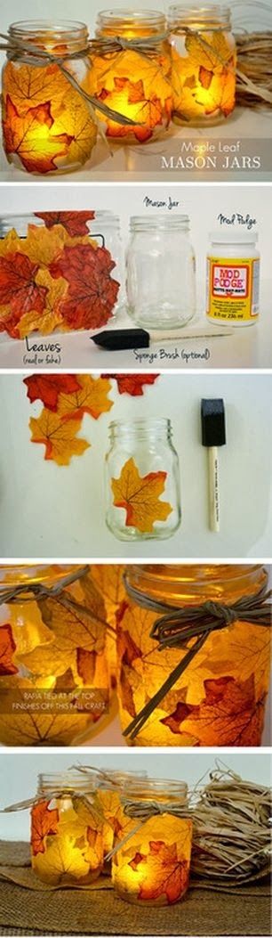 DIY Leaf Mason Jars. ?