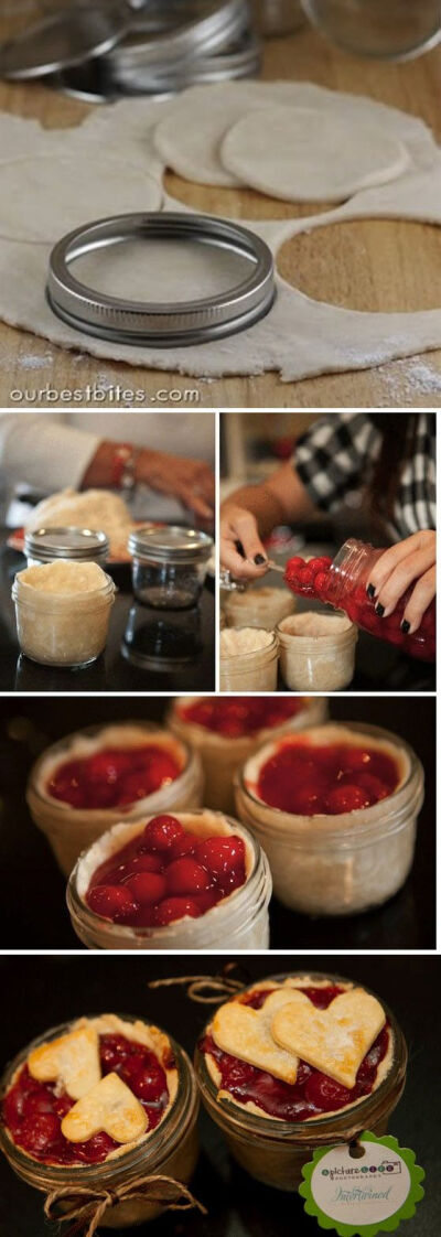 DIY, Mason Jars, Pie in a Jar, House Warming Gift, Gift Ideas, Recipe, Jam, Crust, Bake, Fruit, Cute &amp;amp; Quirky