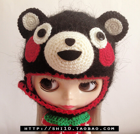 kumamon 熊本县 部长熊 blythe小布 手工毛线帽 娃衣-