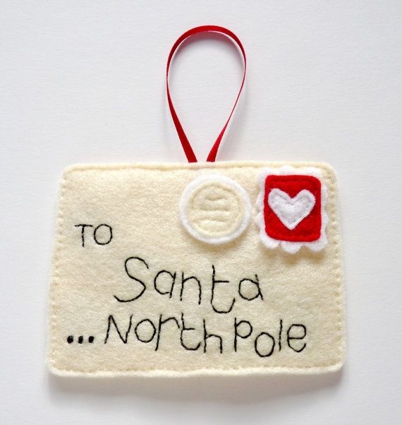 felt santa letter ornament-something like this would be cute to