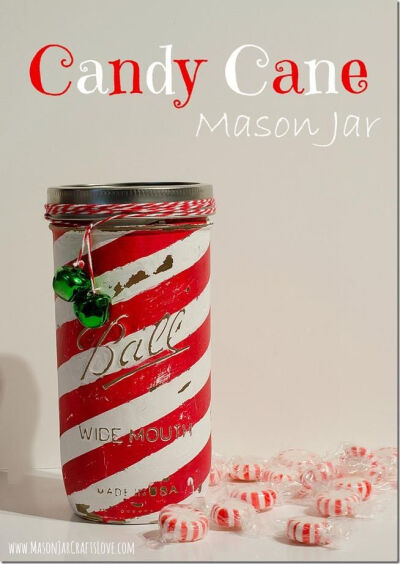 Candy Cane Mason Jar