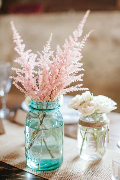 pink astilbe centerpiece