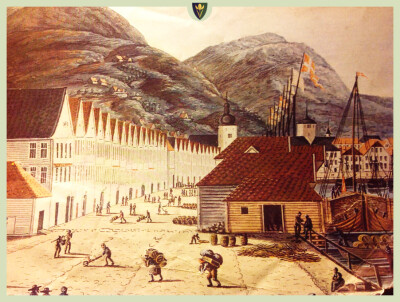 Arendelle was inspired by the Norwegian city of Bergen. These are paintings of Bergen from the 1800s, the century in which Frozen was set.