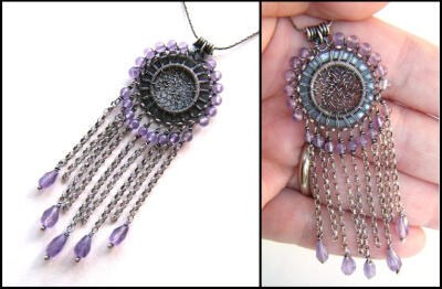 amethyst and silver necklace by annie-jewelry