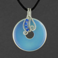 Sterling and Opalite Donut Pendant by sylva