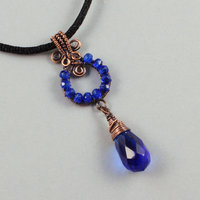 Copper and Blue Glass Necklace by sylva