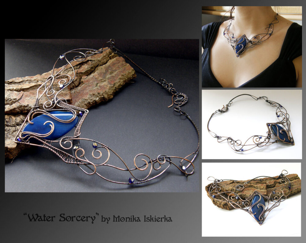 Water sorcery- wire wrapped necklace by mea00