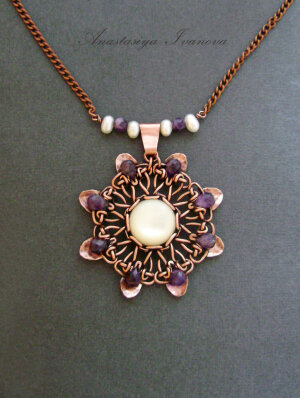 pendant with mother of pearl and amethyst by nastya-iv83