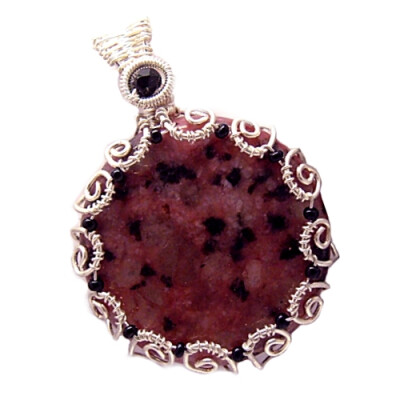 Dark Pink Kiwi Jasper Pendant by sylva