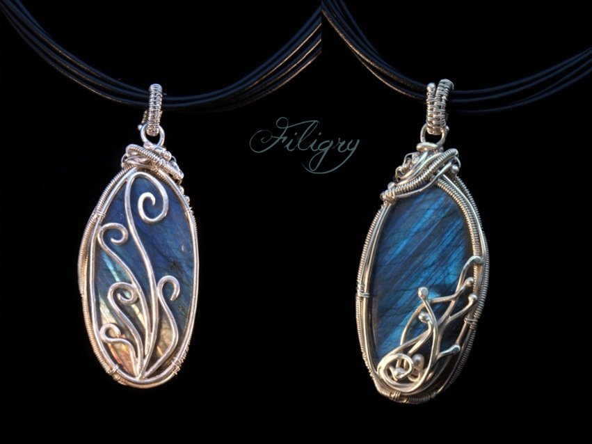 Ocean Blue Labradorite - Double Sided Pendant by FILIGRY
