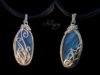 Ocean Blue Labradorite - Double Sided Pendant by FILIGRY