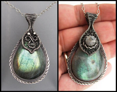 labradorite big drop necklace by annie-jewelry