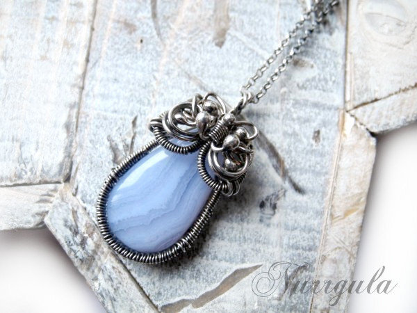 The Air. Hand made Silver necklace with Blue Agate by nurrgula