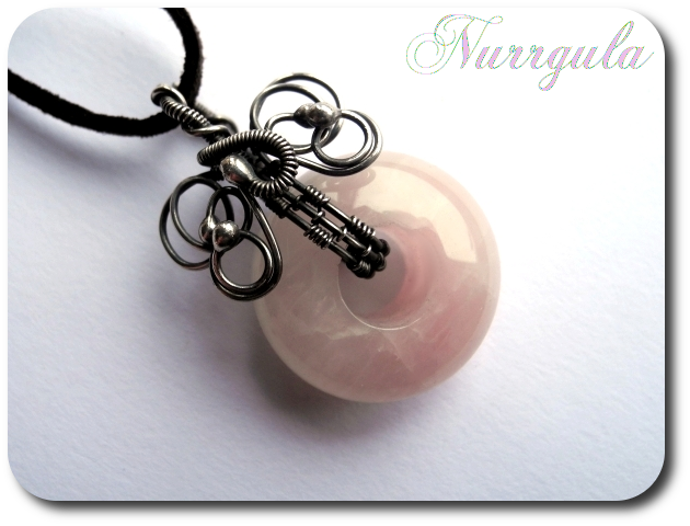 The Spirit. Rosa quartz and fine silver pendant. by nurrgula