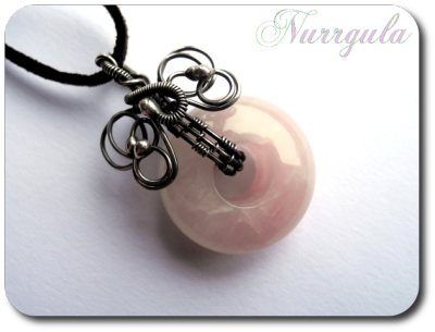 The Spirit. Rosa quartz and fine silver pendant. by nurrgula