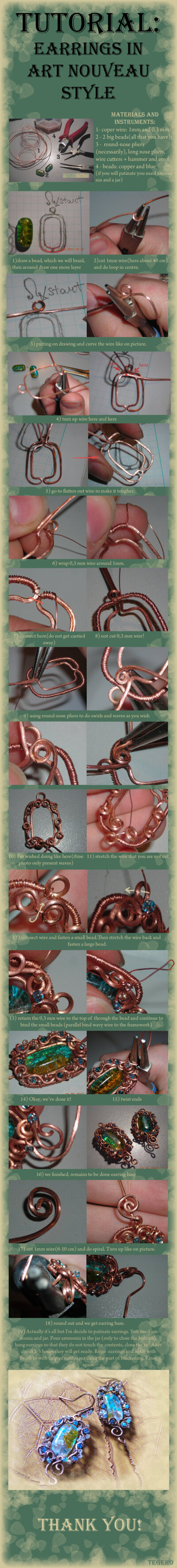 Tutorial earrings in art nouveau style by Tegero