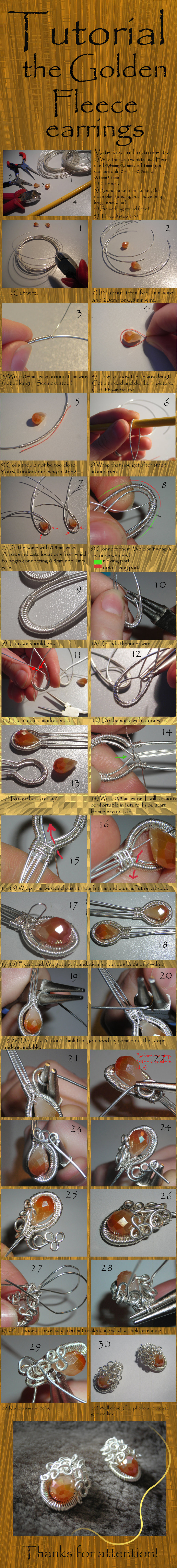 Tutorial: the Golden Fleece wire earrings by Tegero