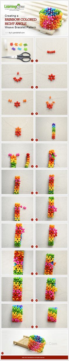 创建彩虹色的直角编织手链 教程