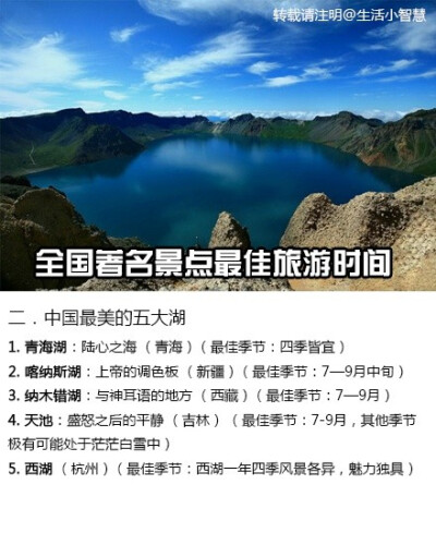 全国著名景点最佳旅游时间二