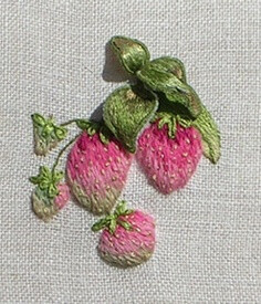 Luan B. Callery Strawberries - a Stumpwork Embroidery