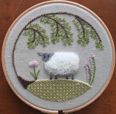 Sheep Crewel Embroidery