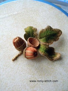 Stumpwork Acorn...look closely at detail......pure inspiration