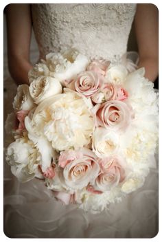 blush pink Wedding Bouquets | ... , white garden roses, mother of pearl roses and blush pink ranuculas