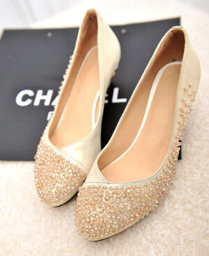 欧洲站真皮小坡跟女单鞋