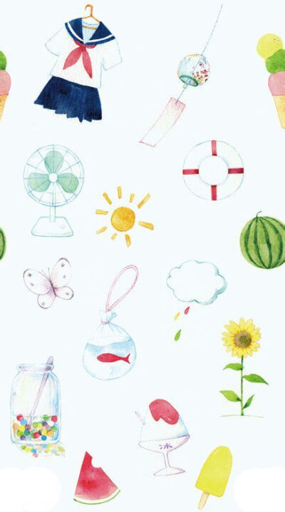  【木有壁纸了】平铺素材 手绘插画 背景