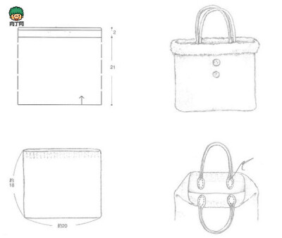 毛线编织包当季最流行的元素，时尚的你怎么能错过。前些时看到一款别致的毛线包，用毛毡布仿了一个，原形是钩织的，我偷懒做了些改动。自己找的图案用机织的厚毛衣改造的，自认为不是太难看,把这款毛毡布艺手提包包…