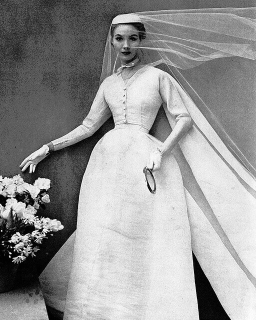 Wedding gown by Balenciaga, Harper's Bazaar, May 1952