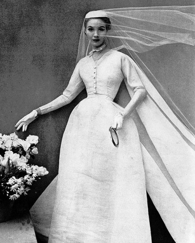 Wedding gown by Balenciaga, Harper's Bazaar, May 1952