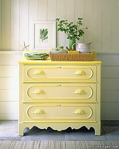 Yellow Accents :: By itself, the citron yellow on this Victorian chest seemed pallid. But a rich, honeyed drawer trim -- not an obvious choice -- galvanized it.