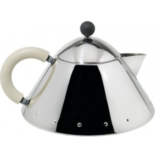 brand: Alessi designer: Michael Graves code: MG33 WI dimensions: 19 cm - h. 14 cm capacity: 100 cl year: 2006 packaging: 1 piece in a box Teapot in 18/10 stainless steel and PA, white ivory. Designed following the acclaim in the wake of the success of the kettle with bird (9093), this teapot echoes