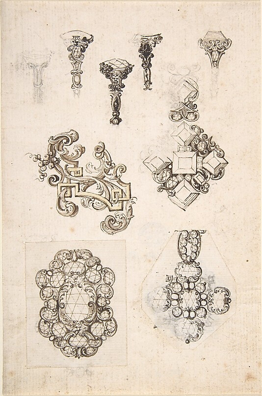 Sheet of Jewelry or Decorative Designs Anonymous, Italian, 17th century