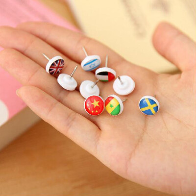 创意文具国旗滴胶彩色图钉大头针可爱装饰钉卡通塑料泡钉