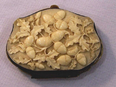 19th century carved ivory acorn purse