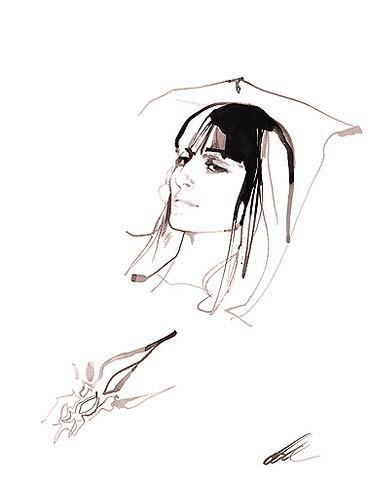 时装画大师 David Downton 作品、任何事都讲究一种感觉、泼墨、色彩、人物