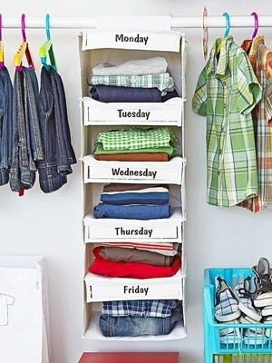 Organize your kid's—or heck, your own—clothes by days of the week!