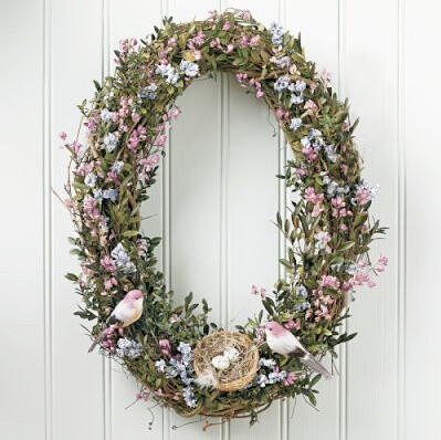 Easter Wreath in an Oval shape instead of the traditional round shapes. Sweet