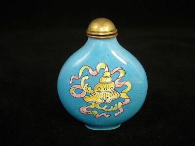 Chinese Snuff Bottle Enamel on Copper/Metal Base