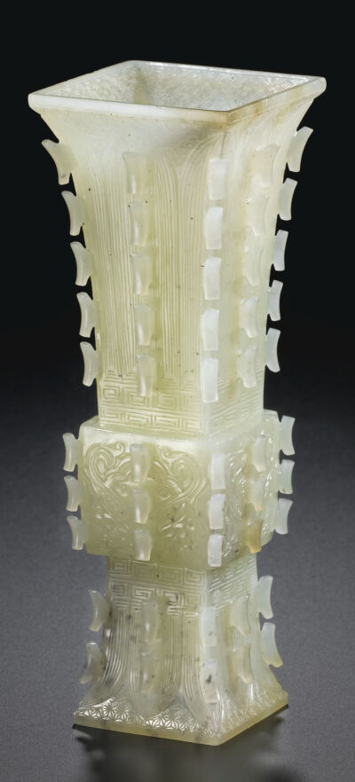 A WHITE JADE VASE, FANGGU QING DYNASTY, 19TH CENTURY